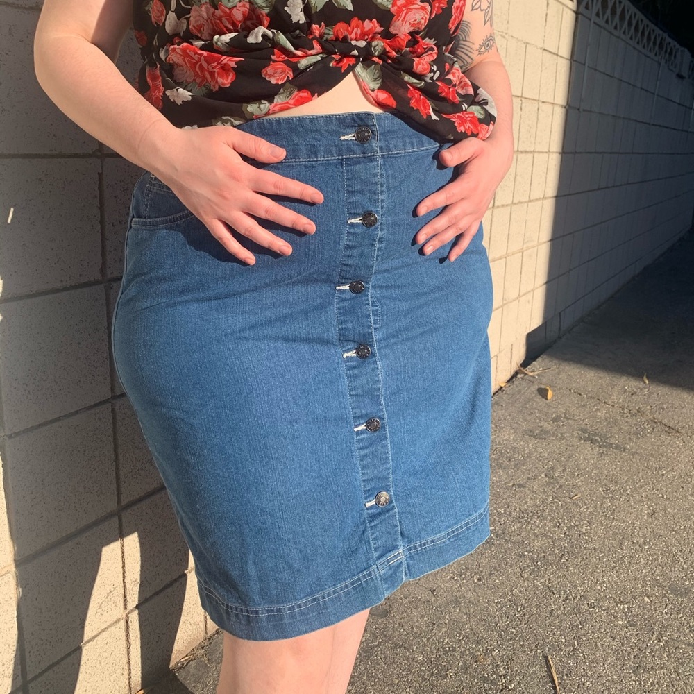 Button Down Denim Skirt